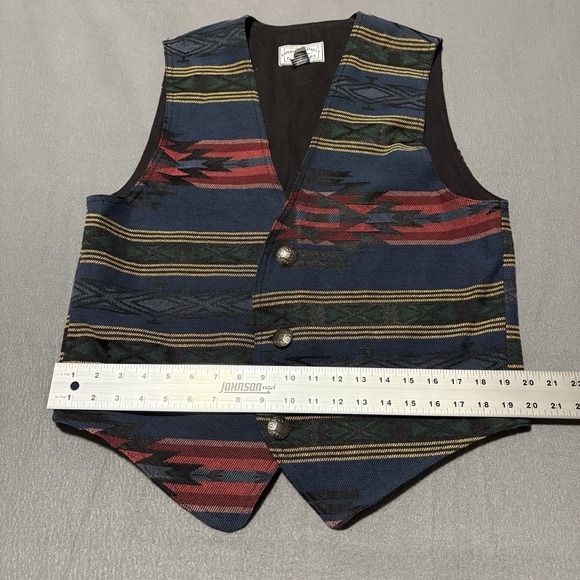 Vintage Tapestry Vest L Crop Cut Buckle Cinch Southwestern Artsy Aztec Native - Picture 3 of 11